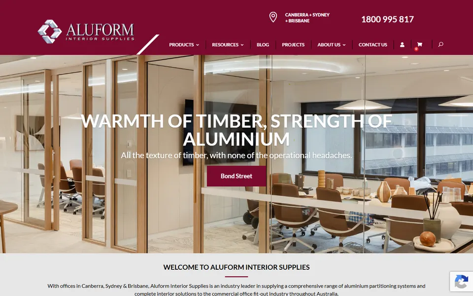 Aluform Interiors website homepage screenshot