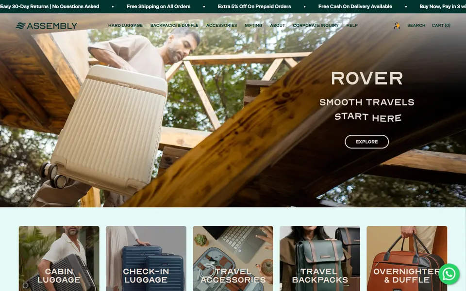 Assembly Travel website homepage screenshot