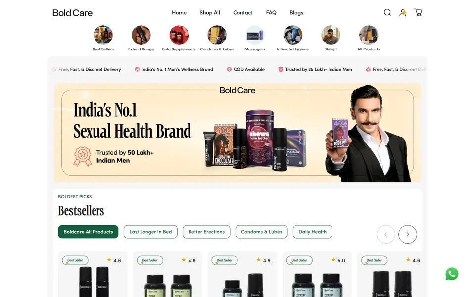 Bold Care website homepage screenshot