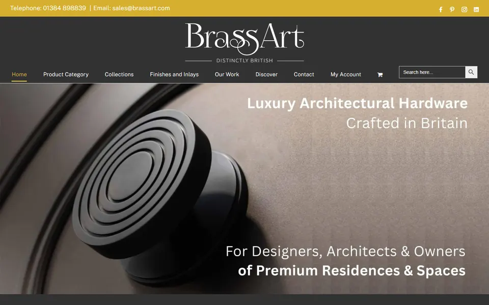 BrassArt website homepage screenshot