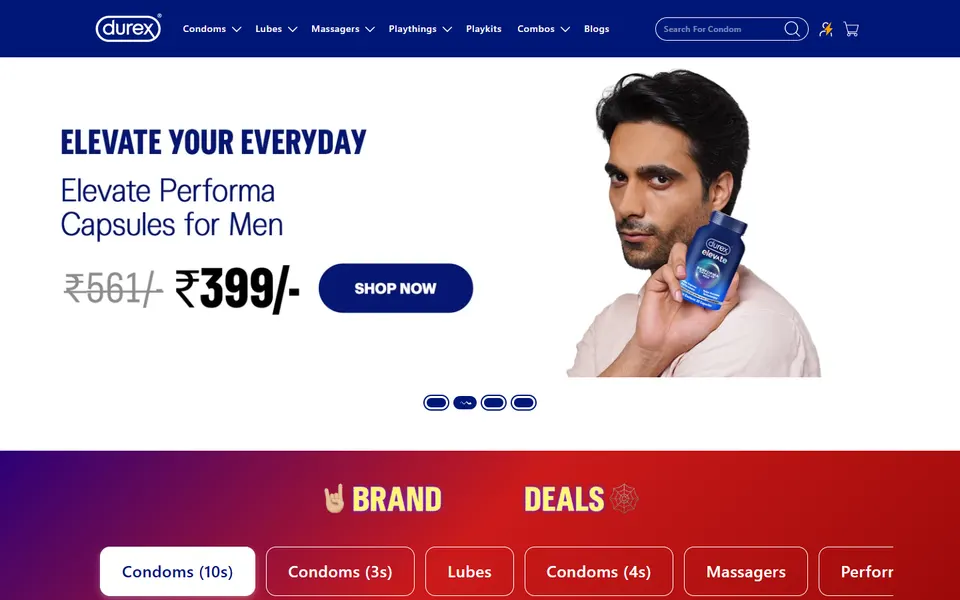 Durex India website homepage screenshot