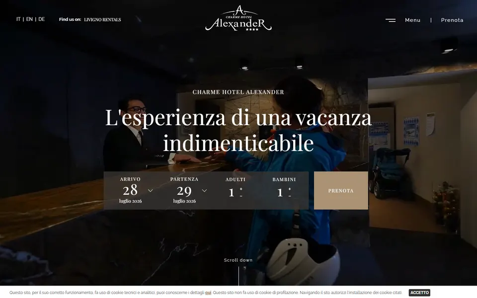 Hotel Alexander Livigno website homepage screenshot
