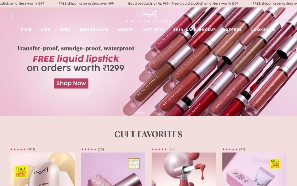 House of Makeup website homepage screenshot