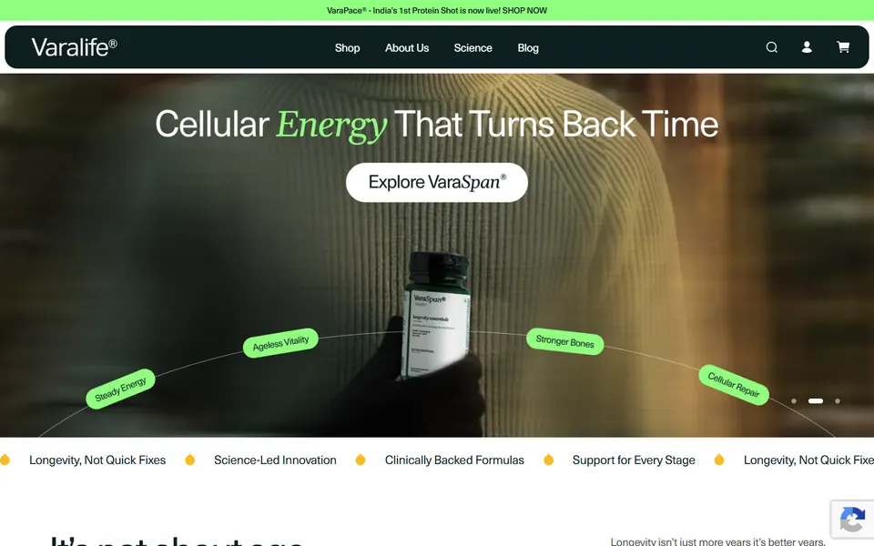 Vara Life India website homepage screenshot