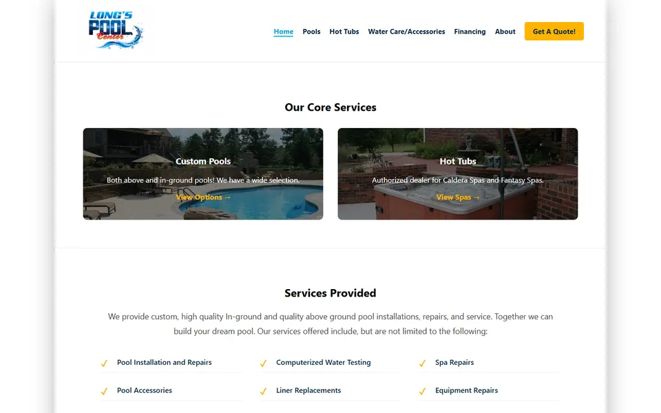 Long Spool Center website homepage screenshot