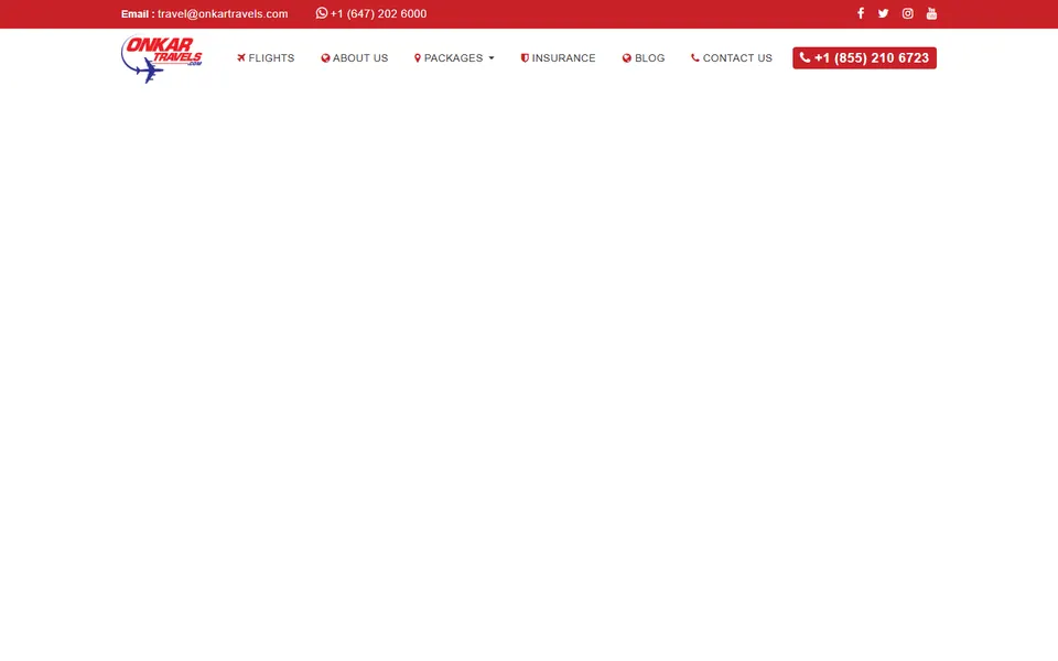 Onkar Travels website homepage screenshot