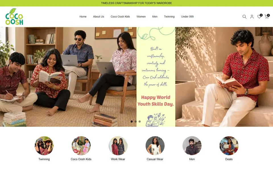 Oosh Clothing website homepage screenshot