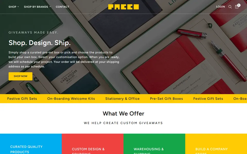 Paccostore website homepage screenshot