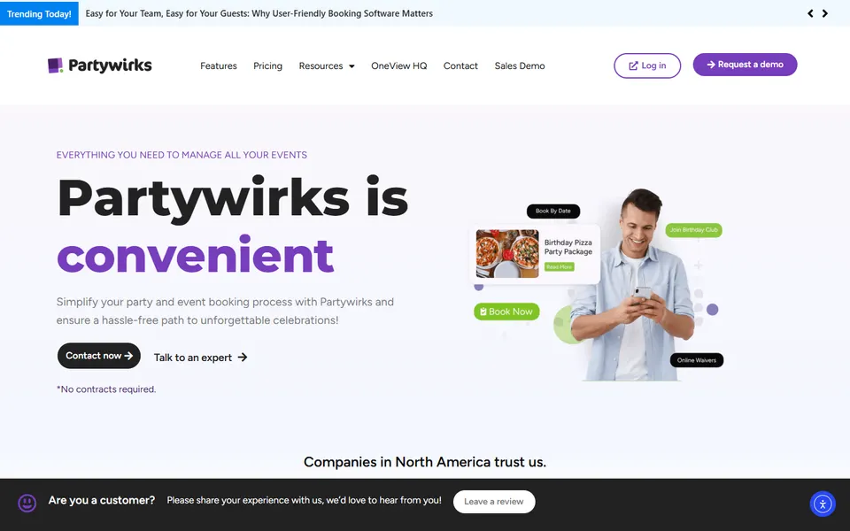 Partywirks website homepage screenshot