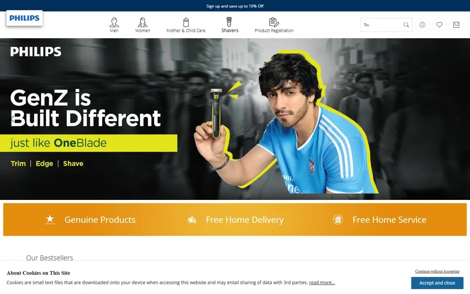 Philips India website homepage screenshot