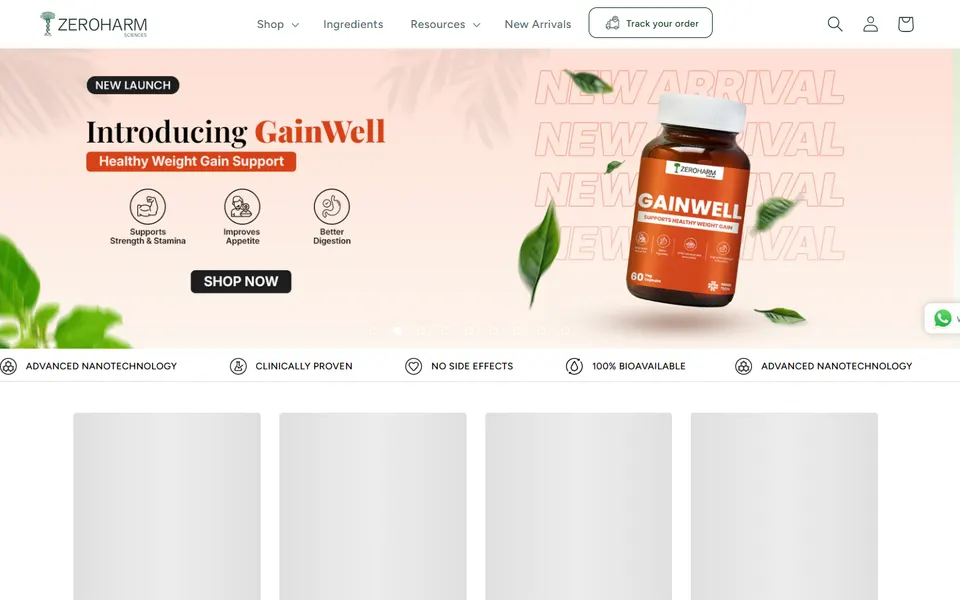 Zero Harm website homepage screenshot